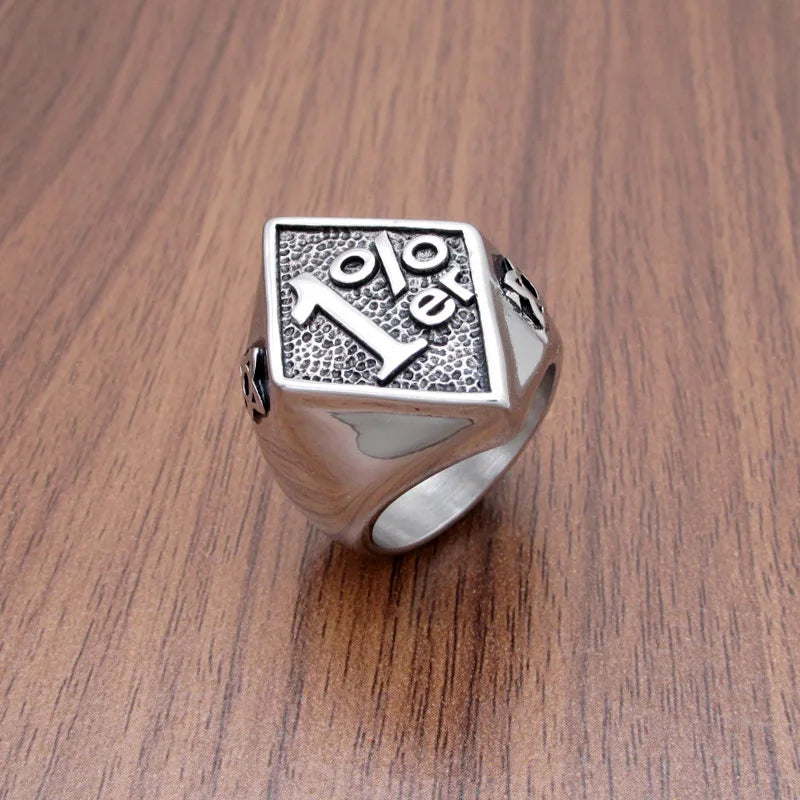 316L Stainless Steel Silver Color Black Golden Plated 1% er Number Rings