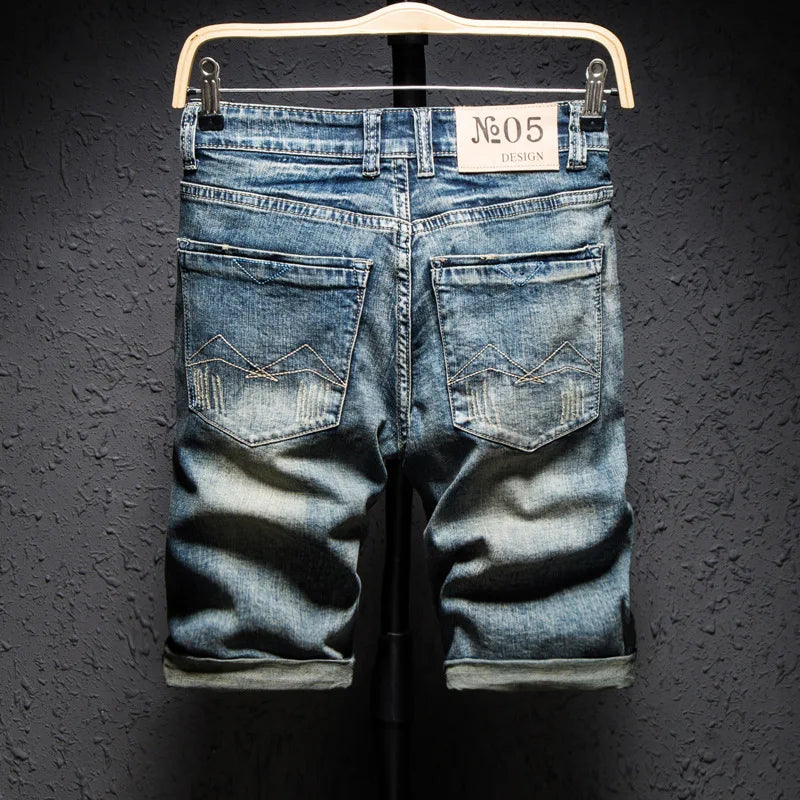 Classic Retro Distressed Denim Shorts