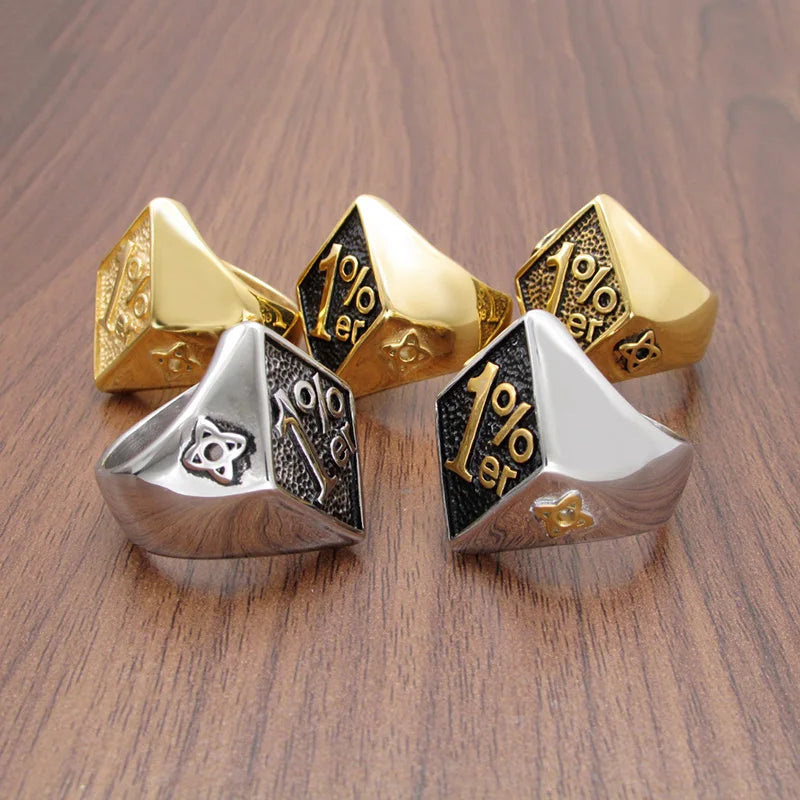 316L Stainless Steel Silver Color Black Golden Plated 1% er Number Rings
