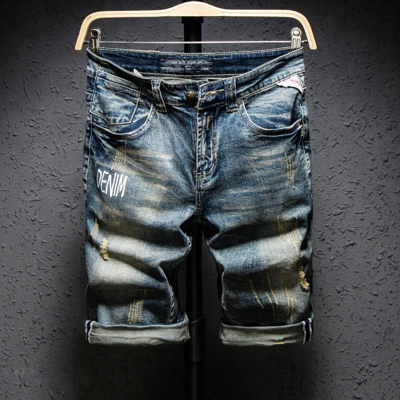 Classic Retro Distressed Denim Shorts