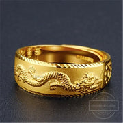 24k Gold Plated Engraving Dragon Ring