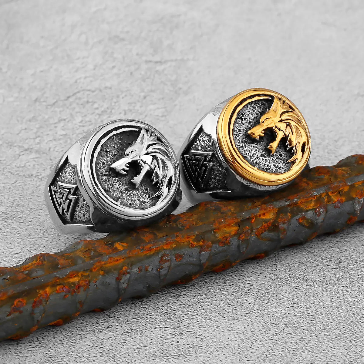 Stainless Steel Viking Wolf Head Ring
