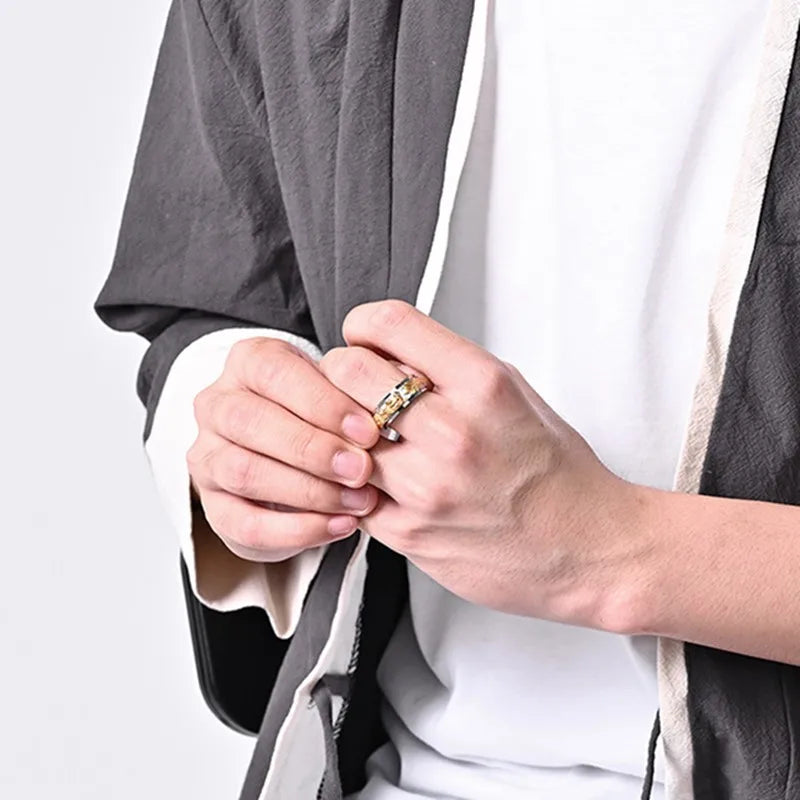 Stainless Steel / spinner dragon 18k gold plated ring