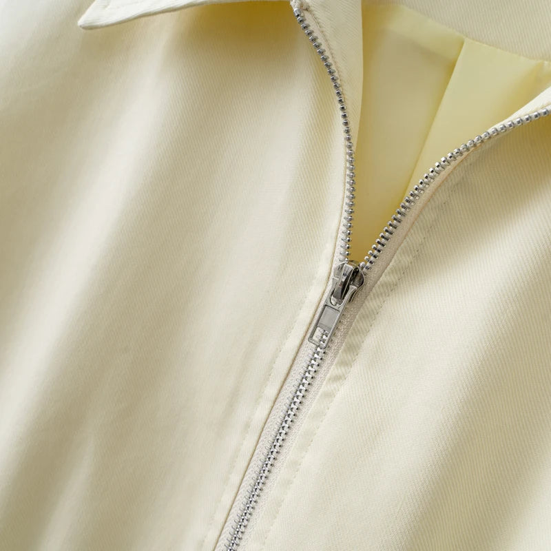 Yellow Adjustable waist Zip Jacket