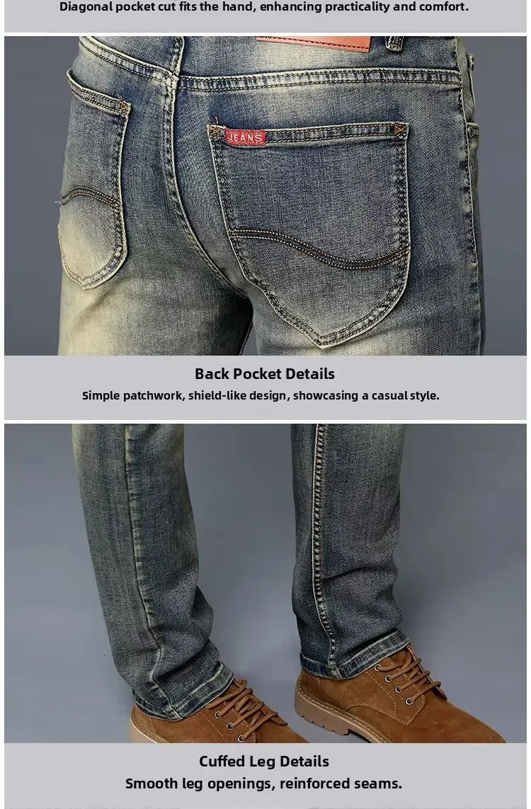 High-End Retro Stretch Denim Jeans