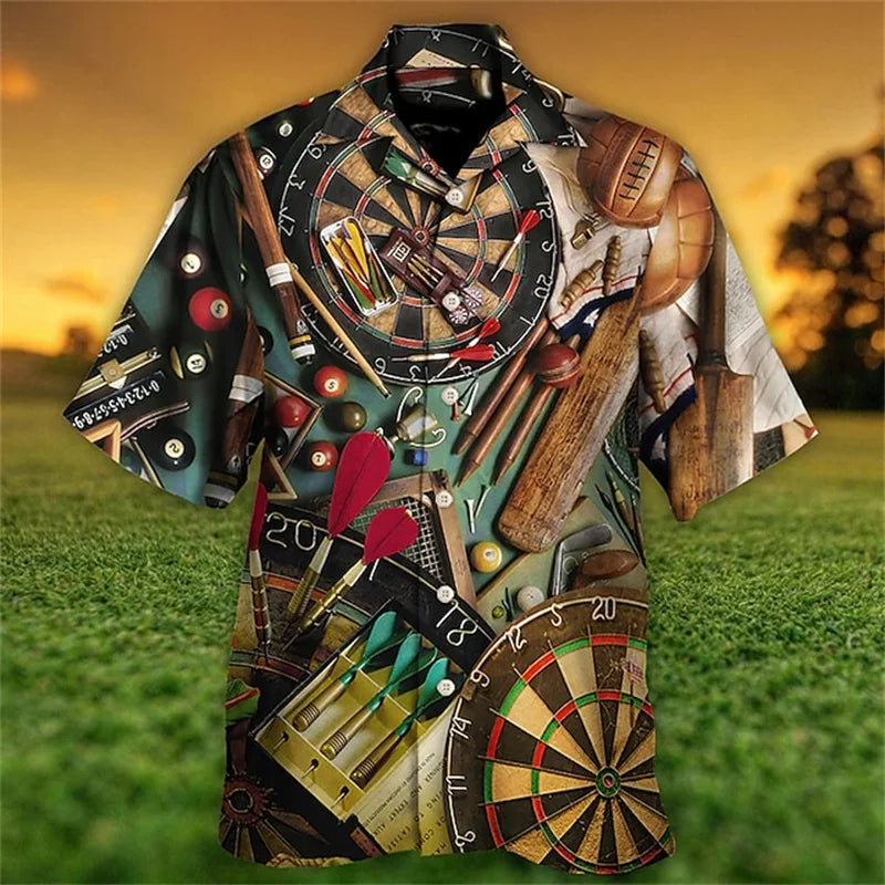 Men's Darts Printed Short Sleeved Shirt