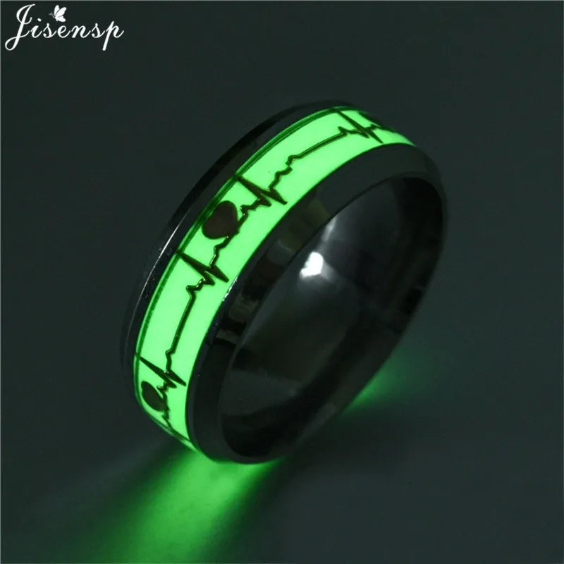Stainless Steel Glowing In the Dark Rings
