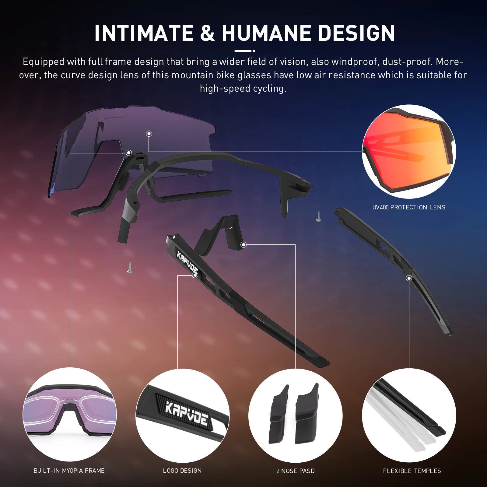 Kapvoe Cycling Glasses Bike Cycling Goggles