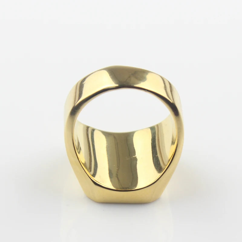 Men's Gold Color Signet  Stainless Steel Band Ring