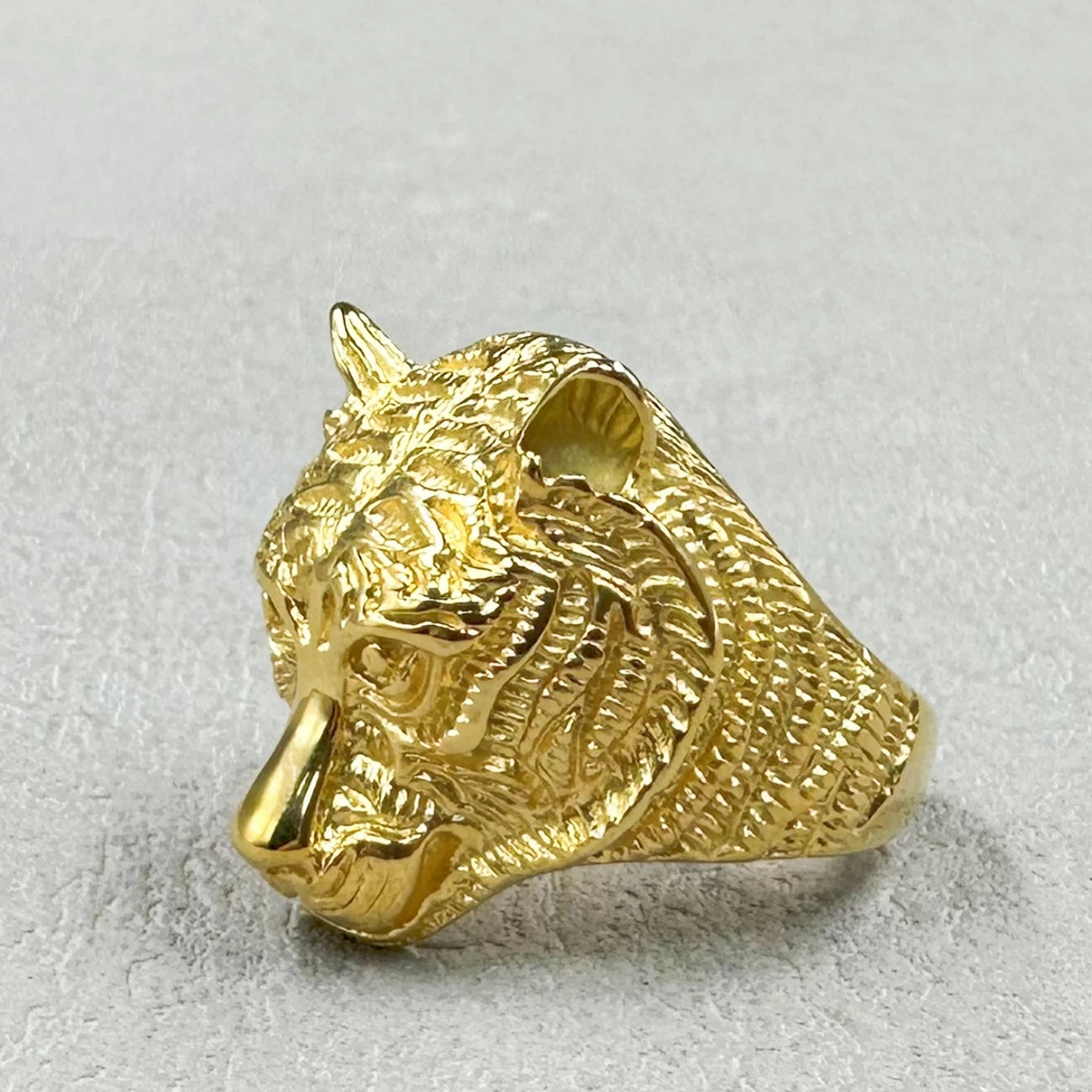 Tiger Head Stainless Steel Gold color Ring