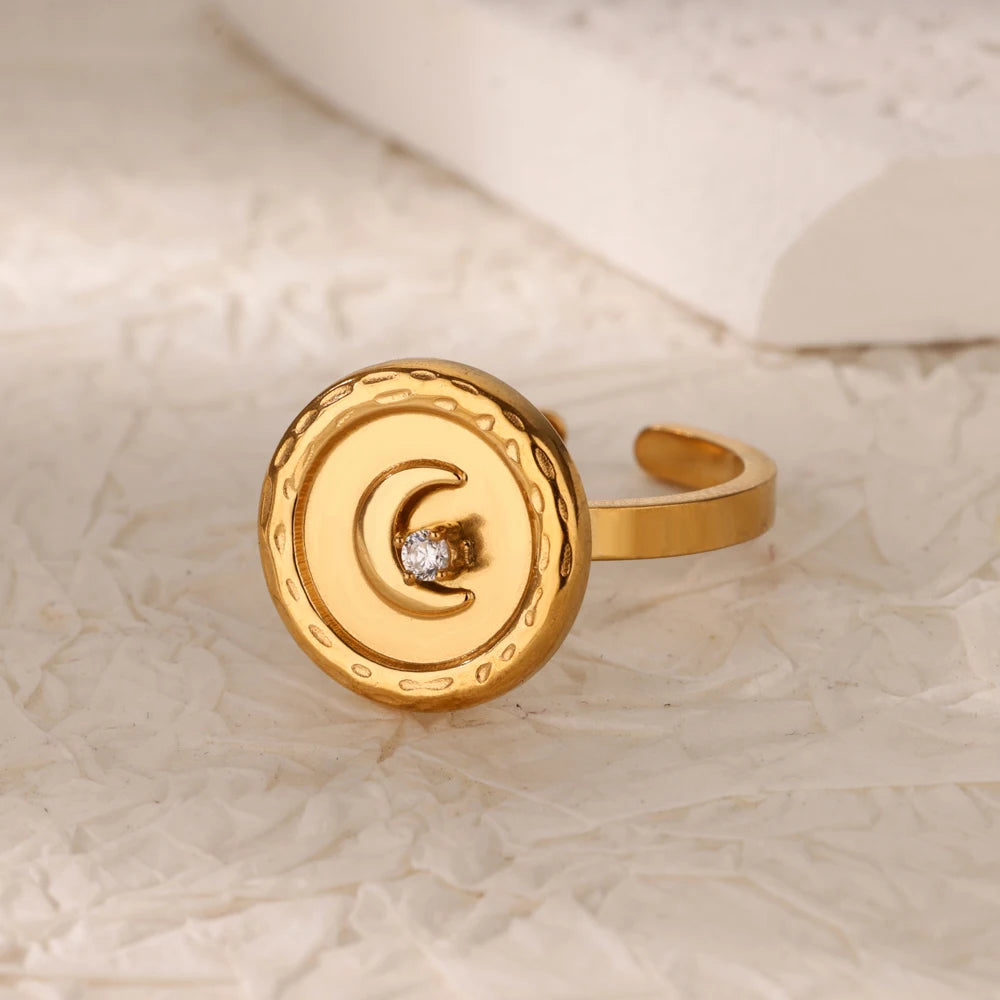 Vintage Ancient Greek Arethusa Goddess Coin Ring - gold plated
