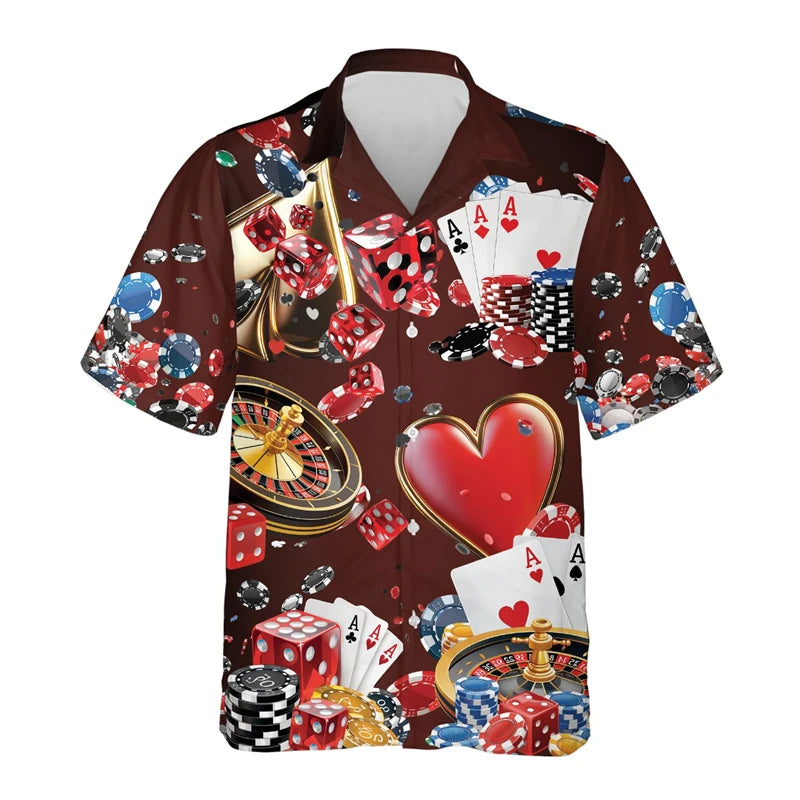 Gambling Las Vegas 3d Print Beach Shirts For Men