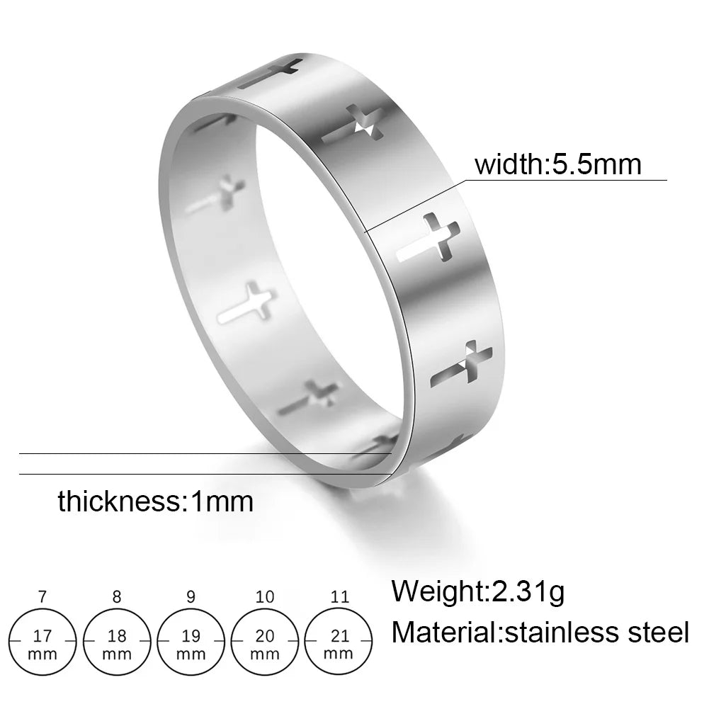 18k gold plating COOLTIME Gothic Cross Rings /  Stainless Steel Silver Color