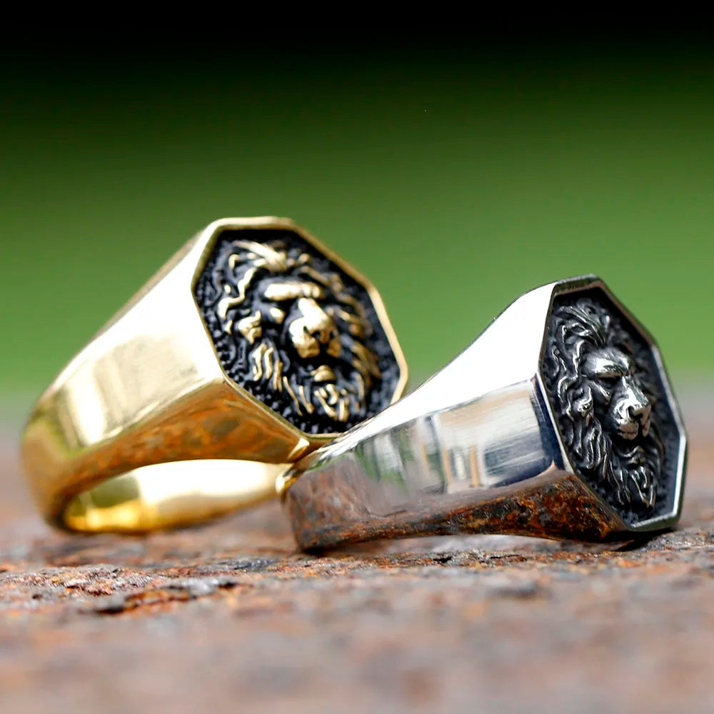 Stainless Steel 3D Lion Head Rings