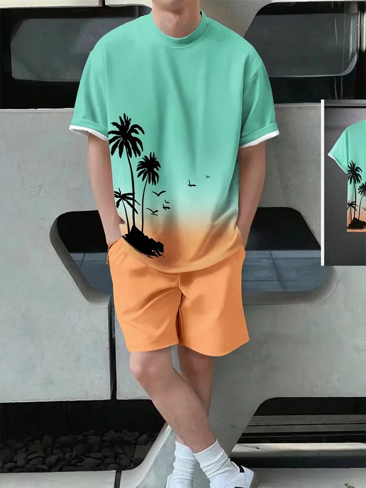Hawaiian Beach Printed  T-shirt & shorts set