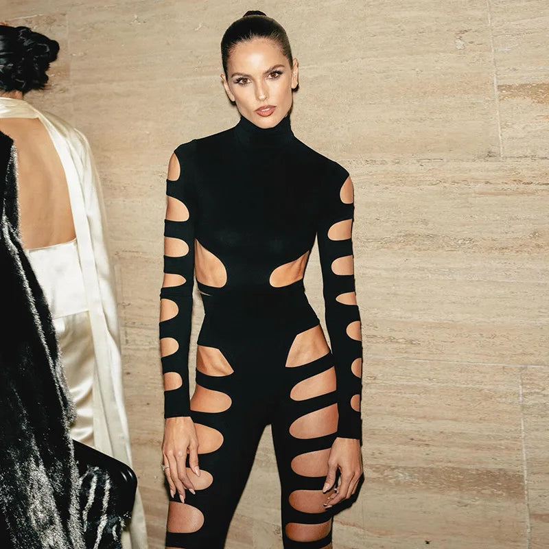 Shestyle Hollow Out Black  2 Pieces Sets