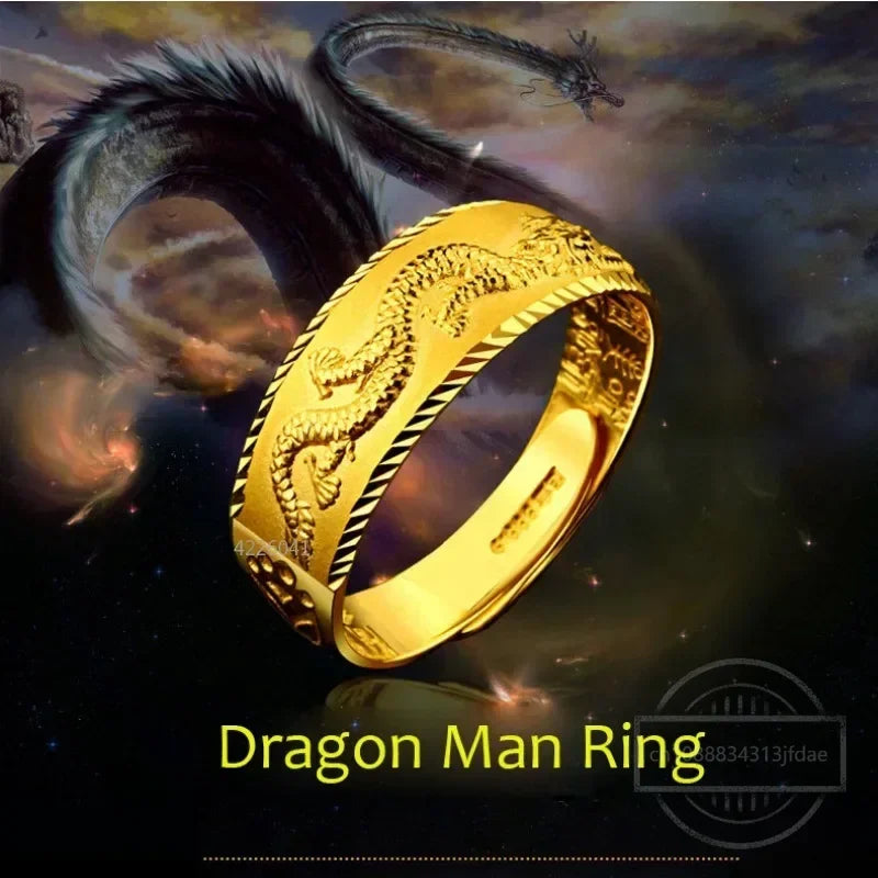 24k Gold Plated Engraving Dragon Ring