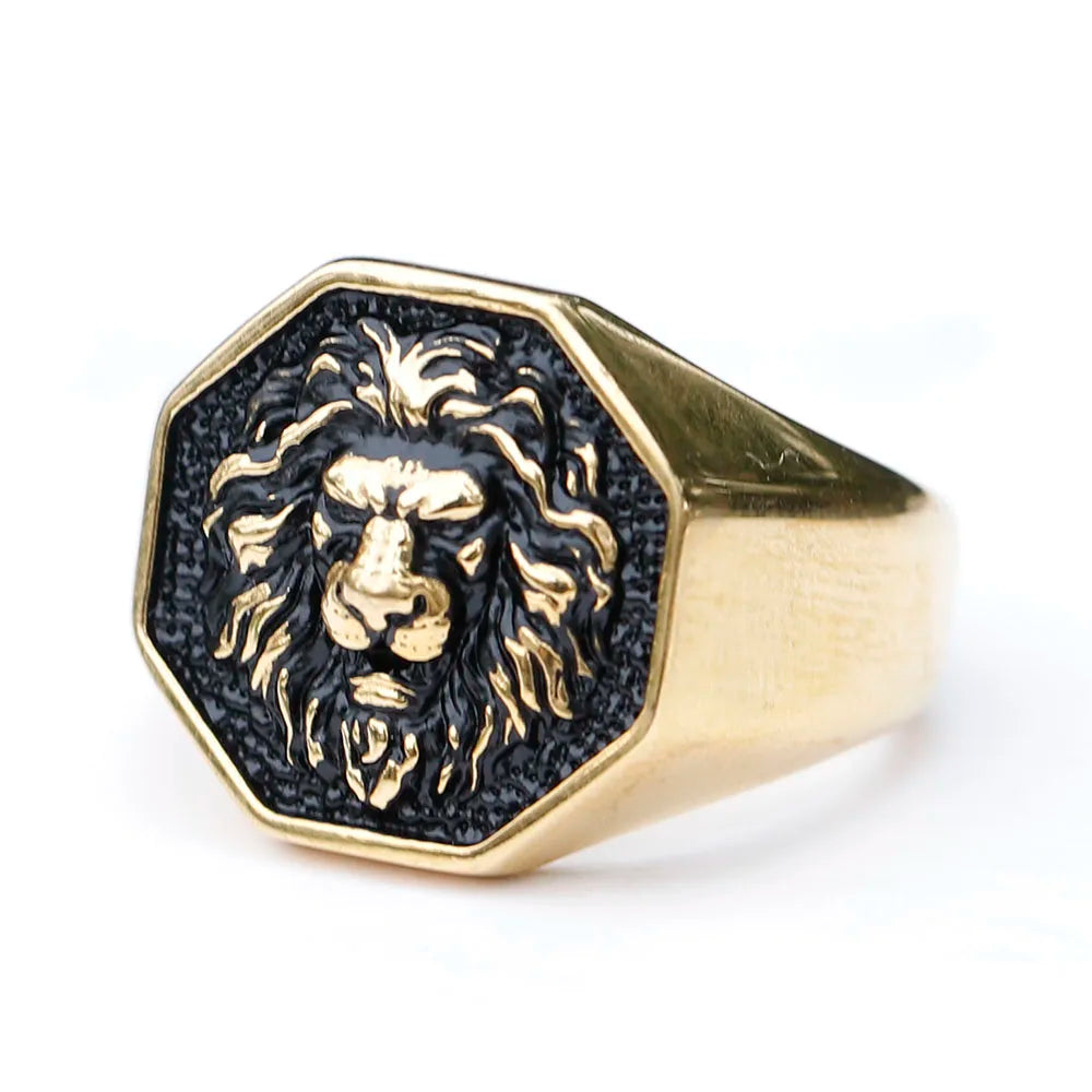 Stainless Steel 3D Lion Head Rings