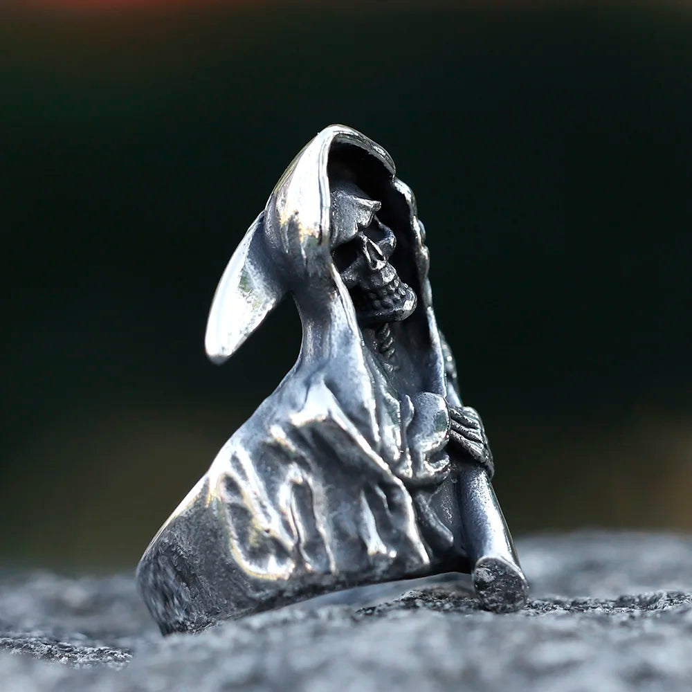 stainless steel Sickle Calvarium Skull ring