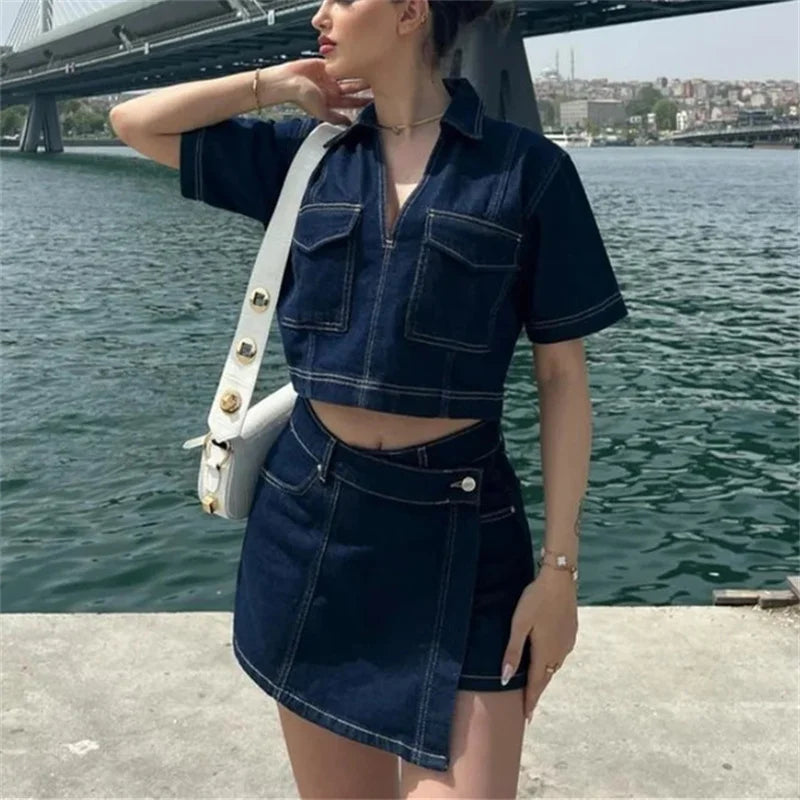 TRAF Blue Denim outfit