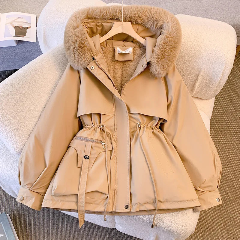 Fleece Lined Hood Down Jacket