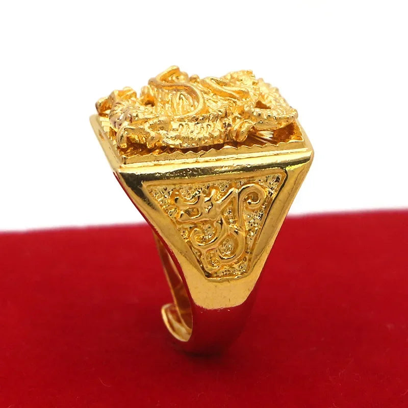 18CT Gold Plated Engraving Dragon Rings