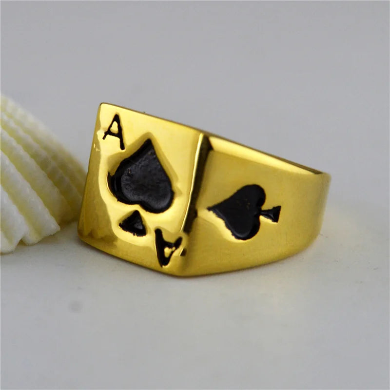 Playing Card Stainless Steel Lucky Poker Ring