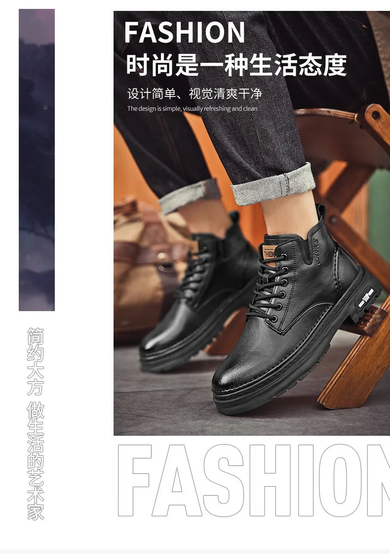 Ankle Boots Retro British High-top Boots
