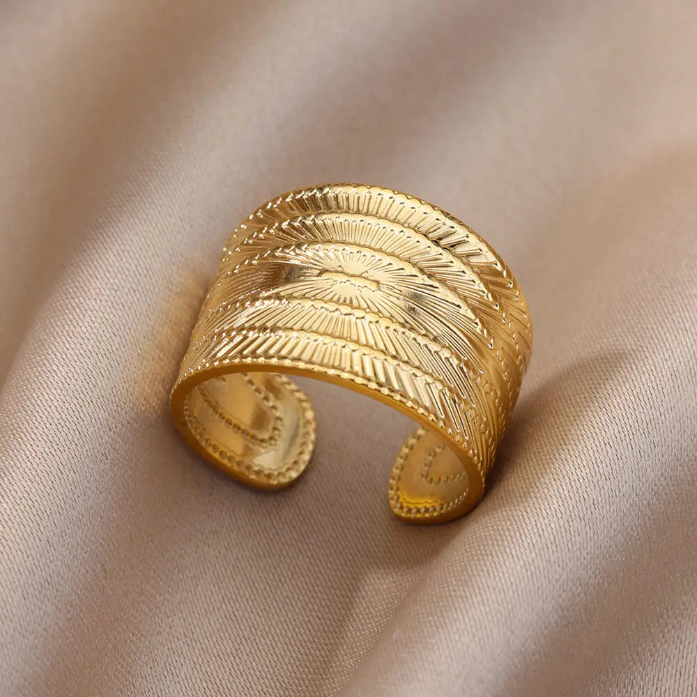 Vintage Ancient Greek Arethusa Goddess Coin Ring - gold plated