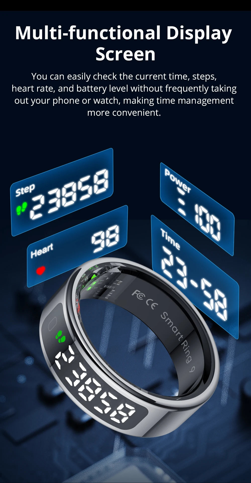 COLMI R12 Smart Ring with Display Screen and Touch