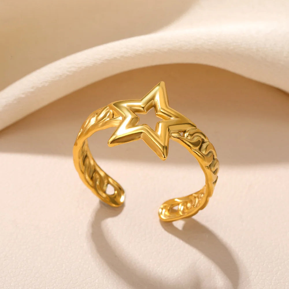 Shell Rings for Women Adjustable Gold Color