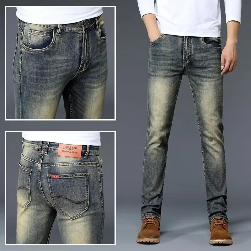 High-End Retro Stretch Denim Jeans