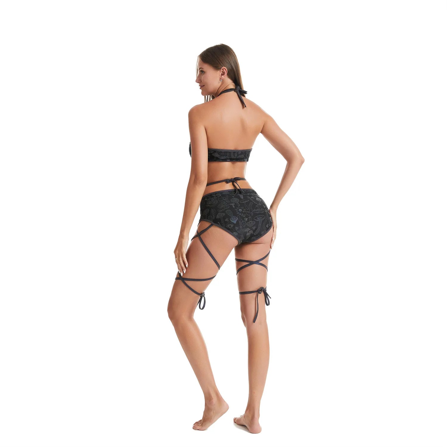 Harajuku Reflective Set Bandage Shorts+Bra+Crop