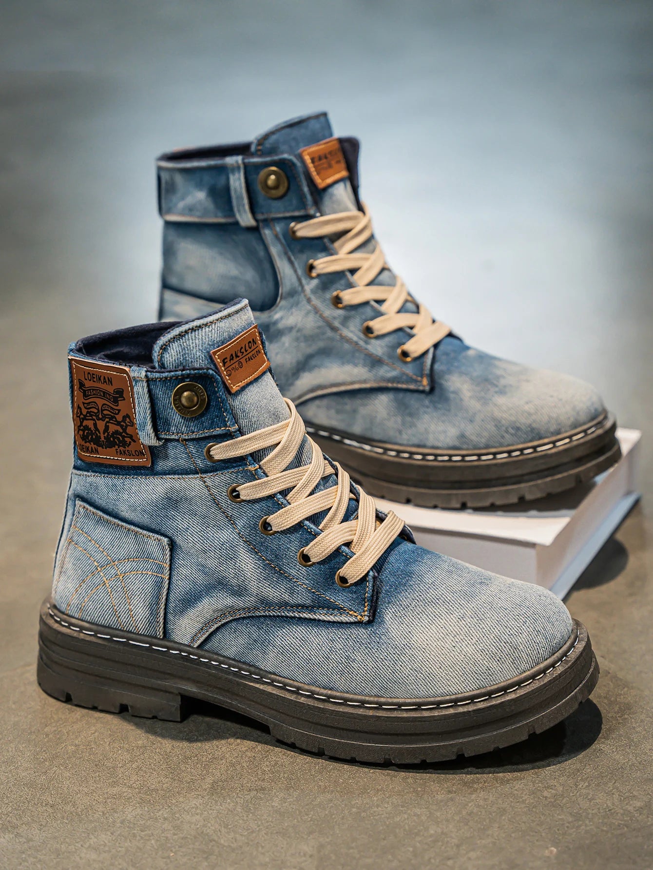 High top denim boots