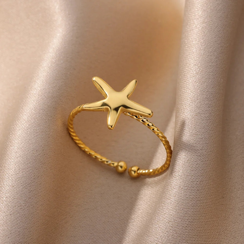 Shell Rings for Women Adjustable Gold Color