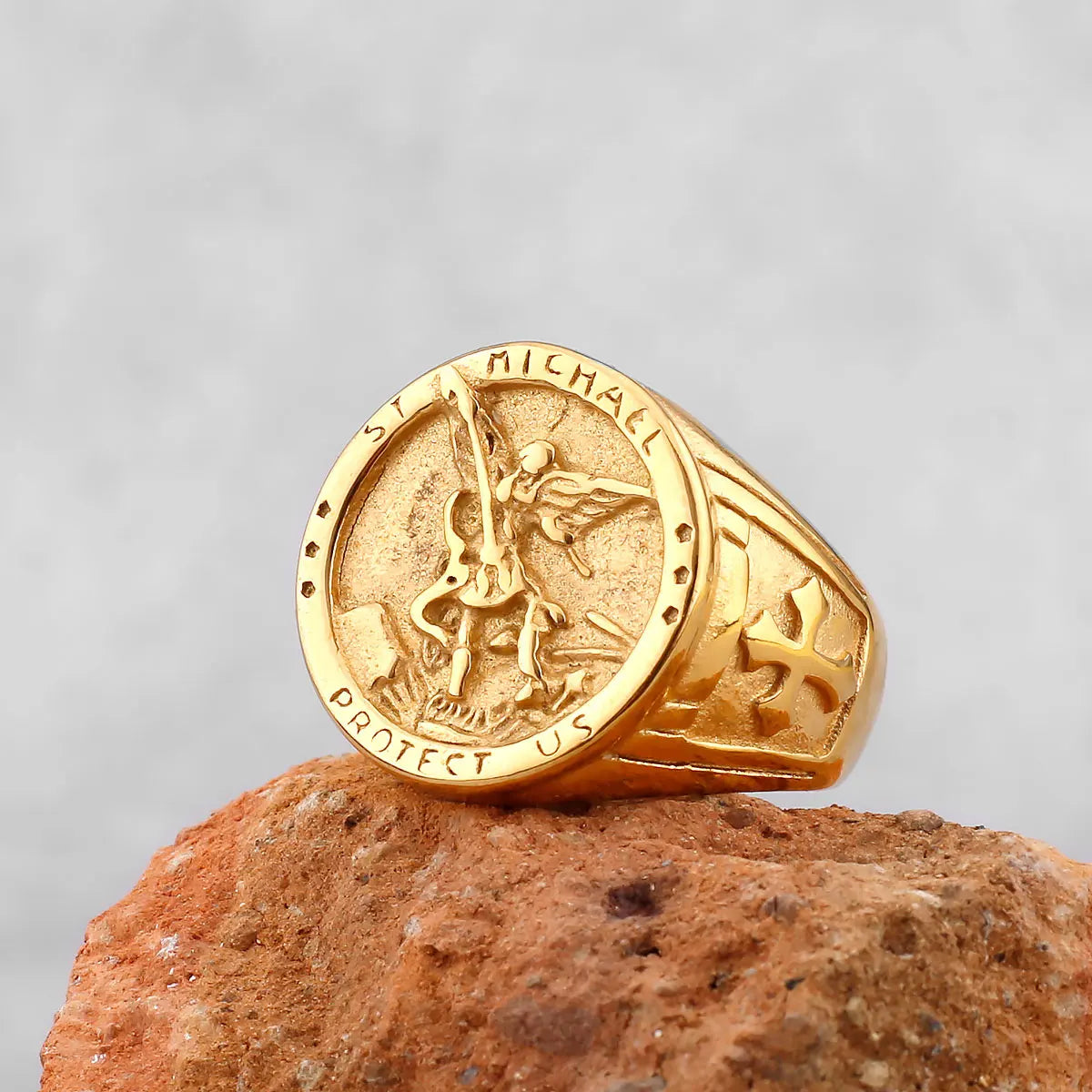 Archangel Religion Amulet Cross Ring