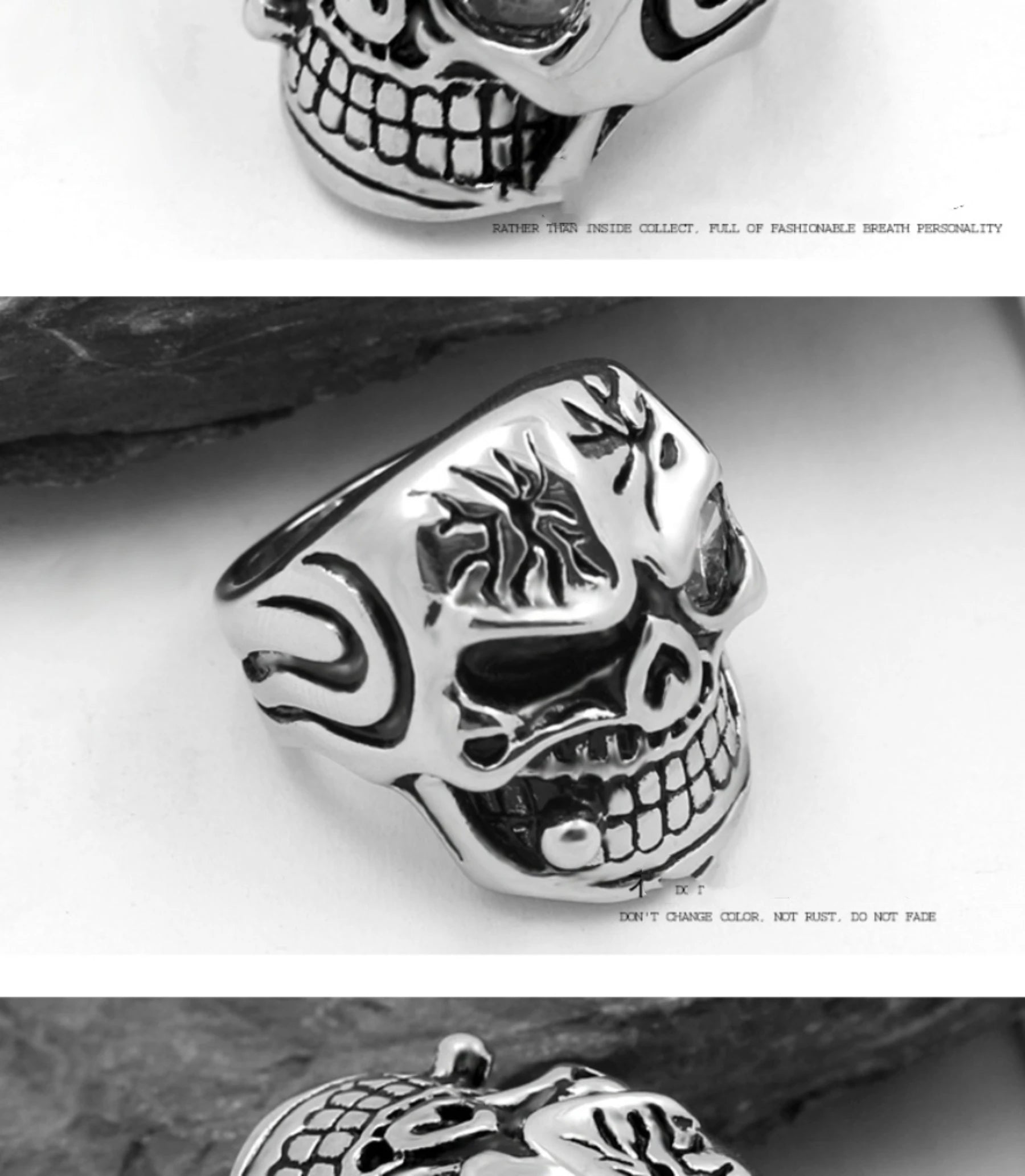 stainless steel skull ring