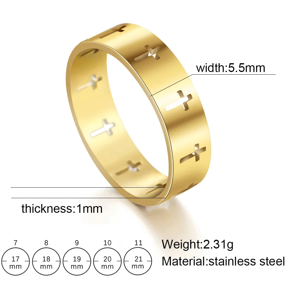 18k gold plating COOLTIME Gothic Cross Rings /  Stainless Steel Silver Color