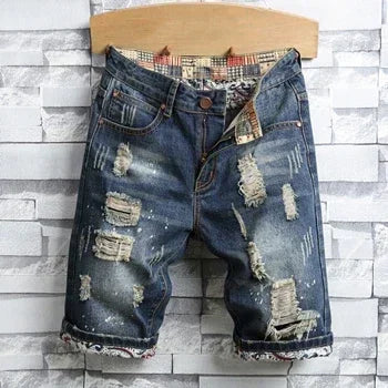 Retro Ripped Denim Shorts
