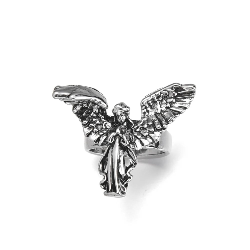 Distressed Angel Silver Color Ring