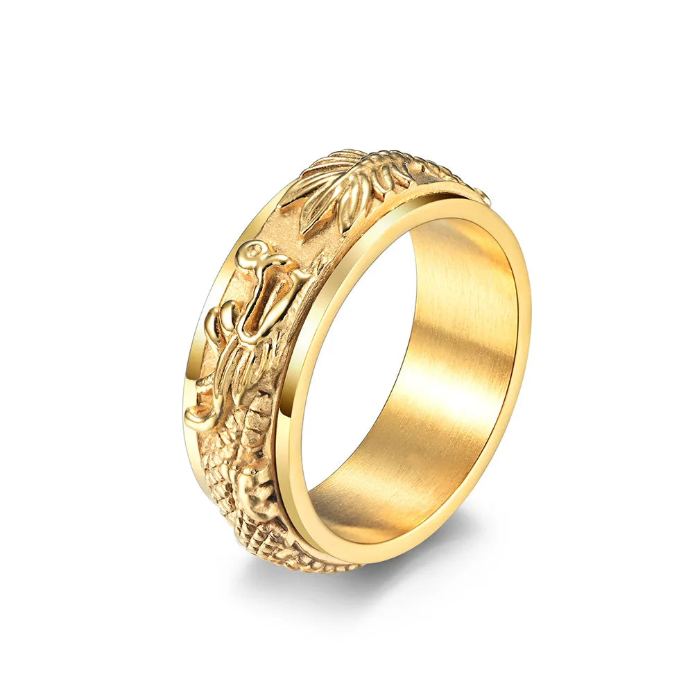 Stainless Steel / spinner dragon 18k gold plated ring