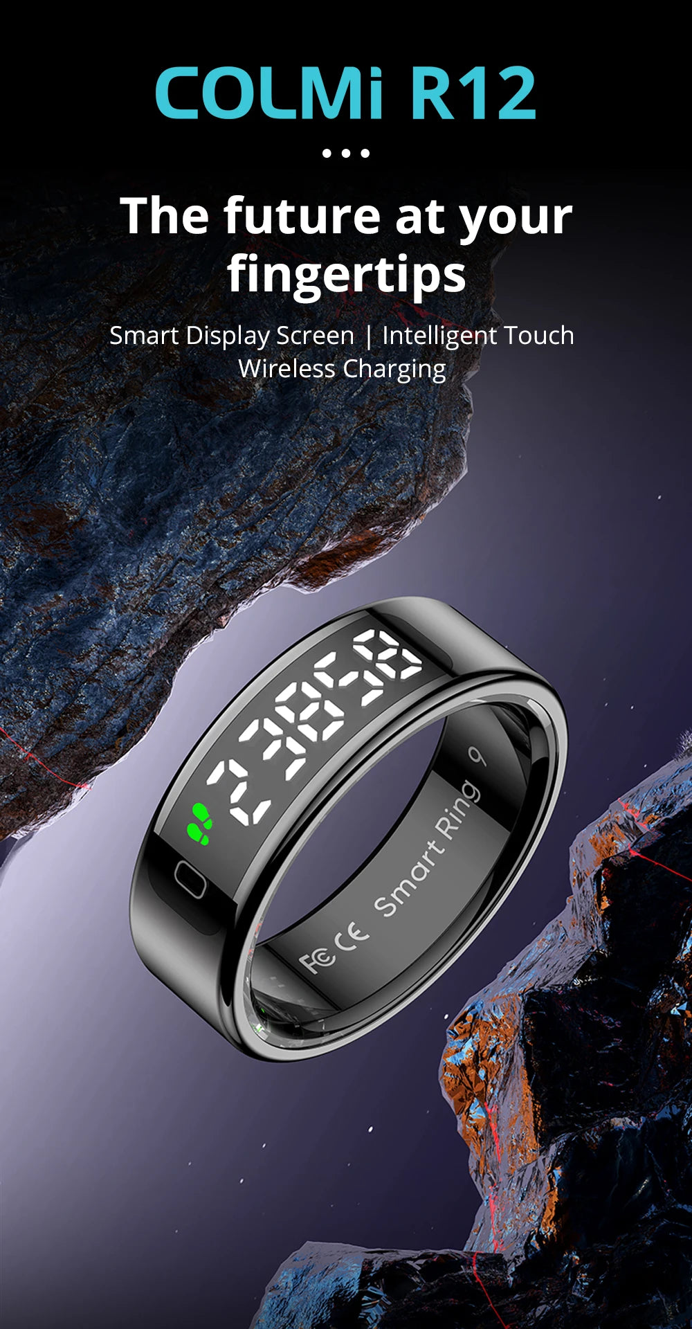 COLMI R12 Smart Ring with Display Screen and Touch