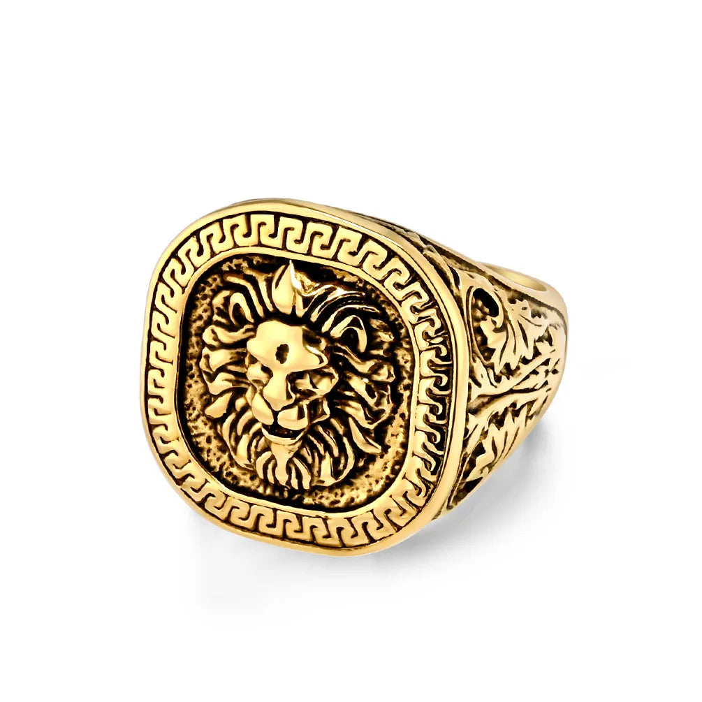 American Retro Stylish Domineering Pattern Lion Head Ring