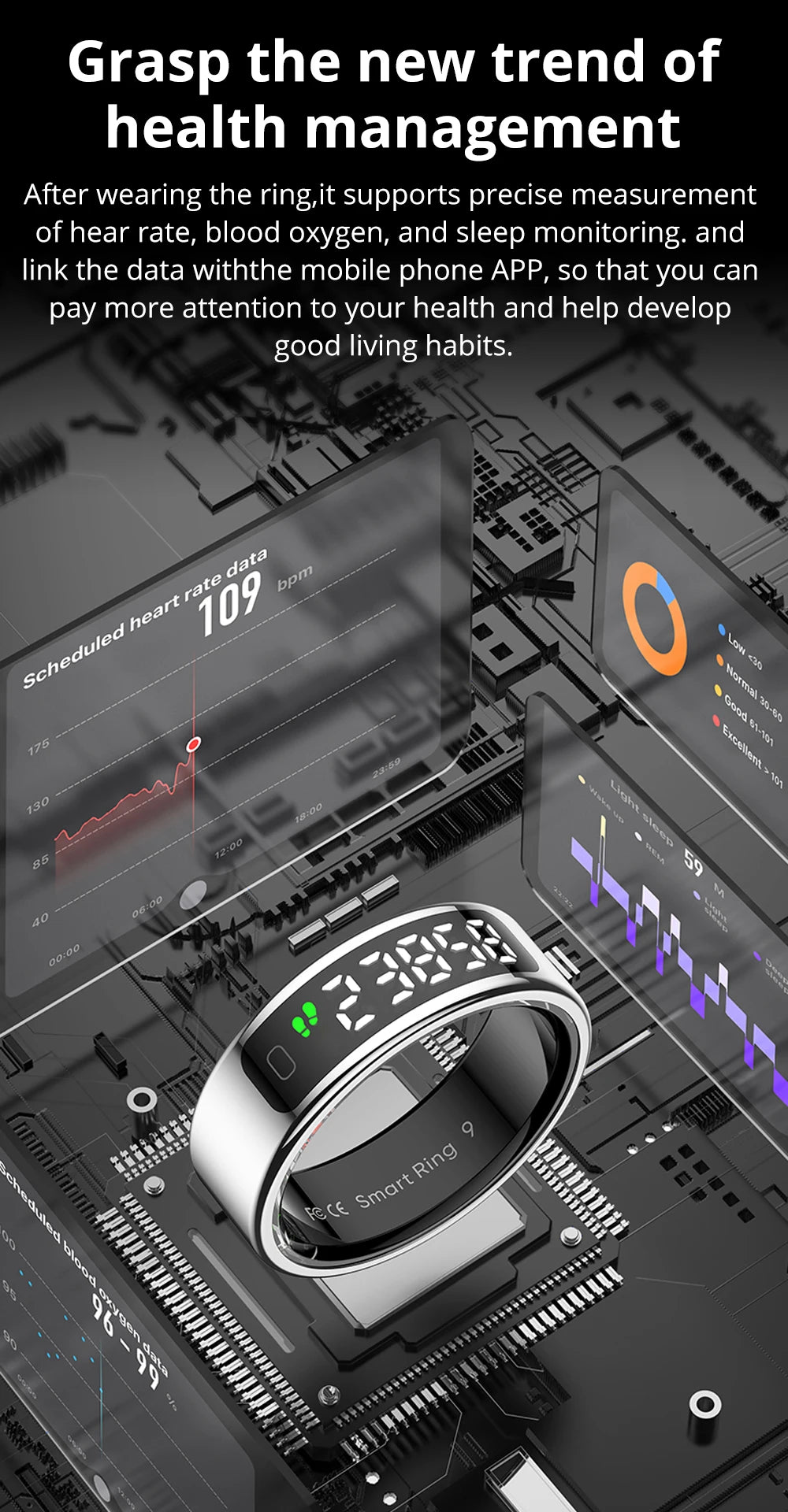 COLMI R12 Smart Ring with Display Screen and Touch