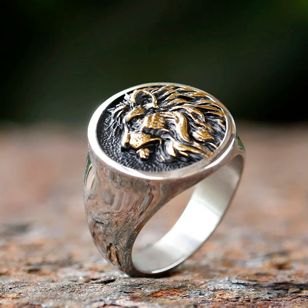 Stainless Steel 3D Lion Head Ring