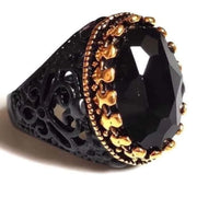 Black Oval Crystal Zircon Ring Party
