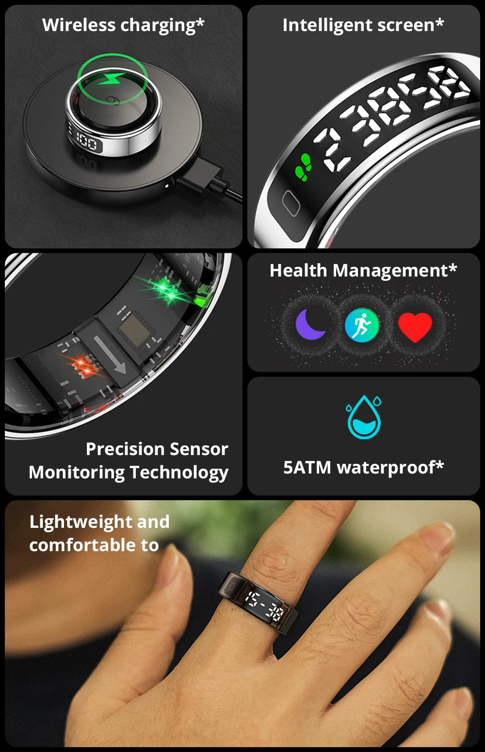 COLMI R12 Smart Ring with Display Screen and Touch