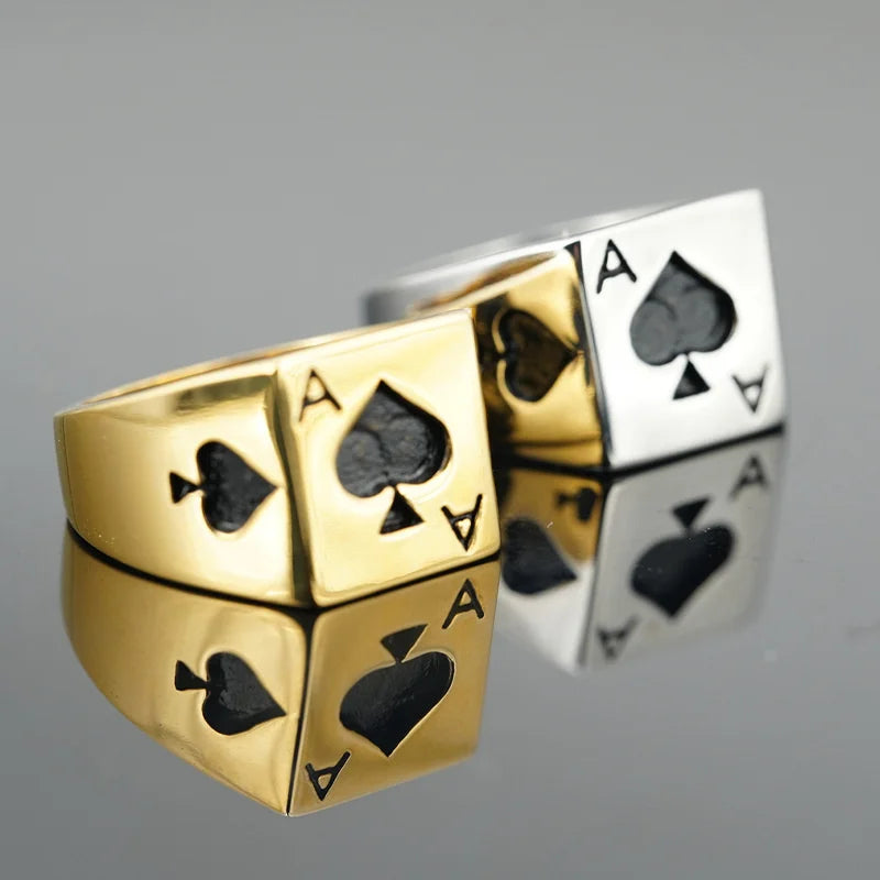 Playing Card Stainless Steel Lucky Poker Ring