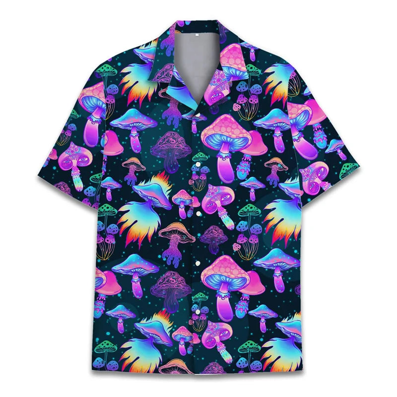 Colorful Mushroom 3d Print Hawaiian Shirts