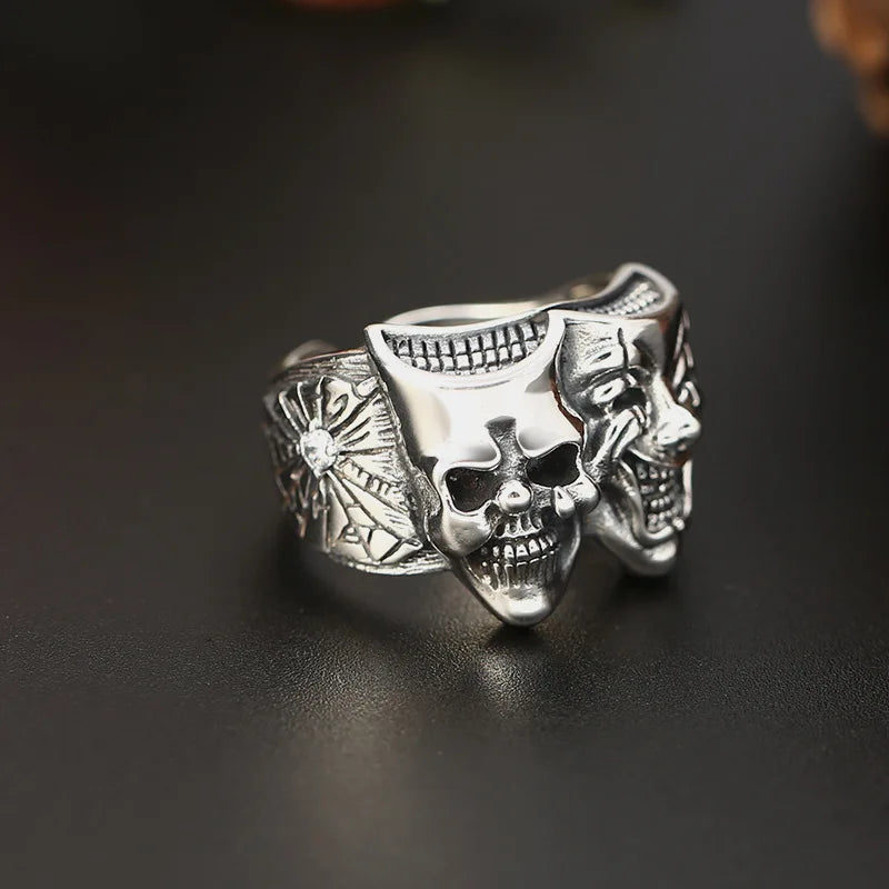Retro Two Face Joker Ring